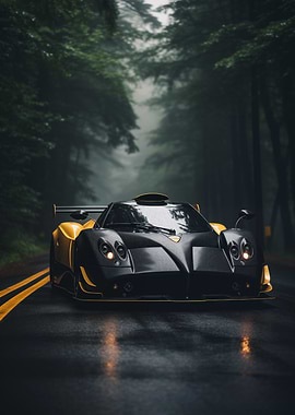 Pagani Zonda on forest road