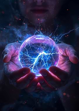 Hands Holding Electric Orb