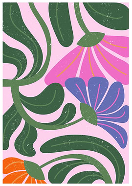 Floral Pattern with Pink Background