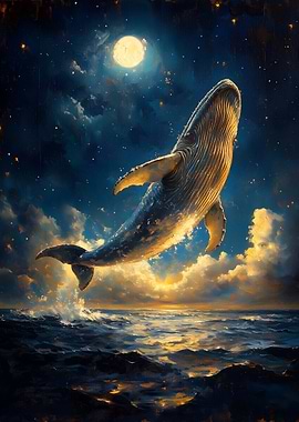 Whale in the Night Sky