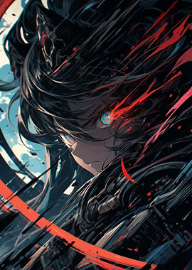 Anime Girl with Intense Gaze