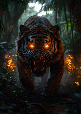 Fierce Tiger in Jungle