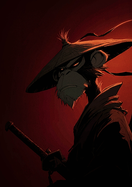 Monkey Samurai Warrior with Katana