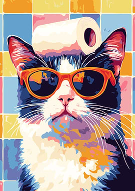 Cool Cat with Toilet Paper Hat