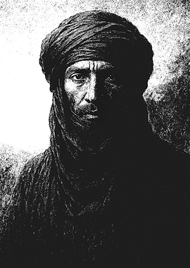 Monochrome Portrait of a Man with Turban