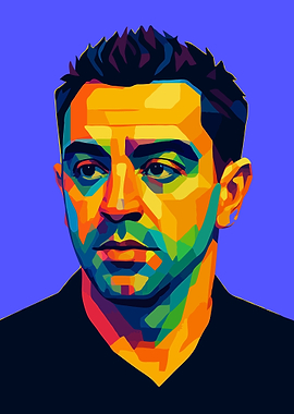 Colorful Wpap Pop Art Portrait of Xavi Hernandez