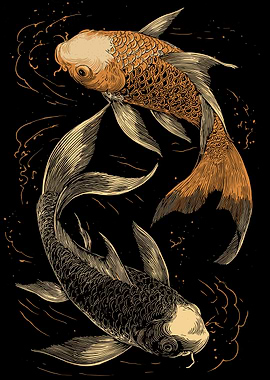 Two Koi Fish Yin Yang