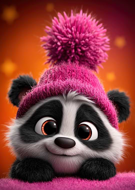 Cute Cartoon Skunk with Pink Hat