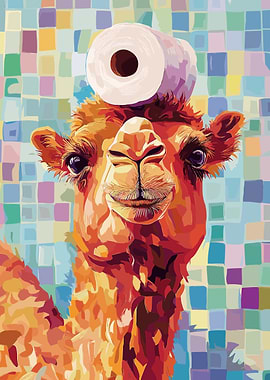 Camel with Toilet Paper on Head