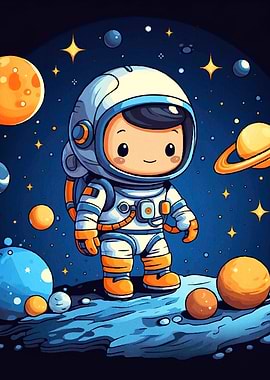 Cartoon Astronaut Space