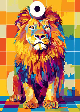 Colorful Lion with Toilet Paper Hat