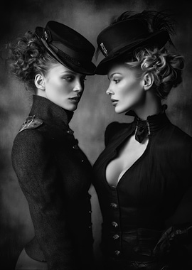Two Women in Black Hats