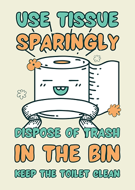 Toilet Etiquette Cartoon Illustration