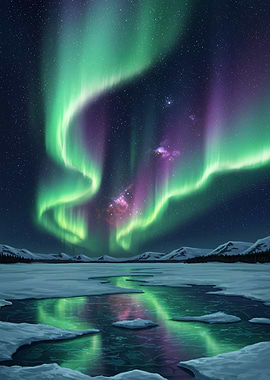 Aurora Borealis over Frozen