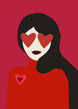 Woman with Heart Eyes Illustration