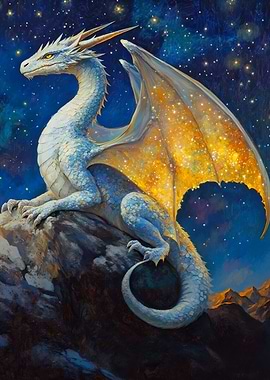 White Dragon on Mountain Peak