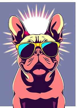 Cool Bulldog with Sunglasses Pop Art