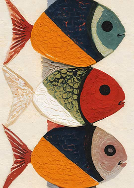 Colorful Stacked Fish Painting