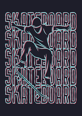 Skateboarder Silhouette with Text Background