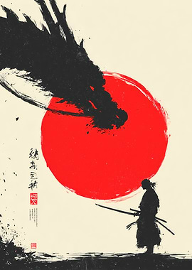 Samurai Rising Sun Art