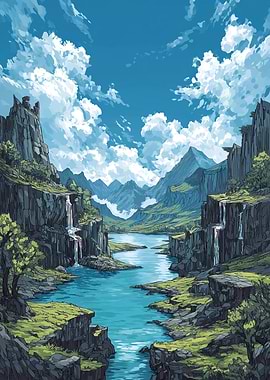 Mountain Landscape with River