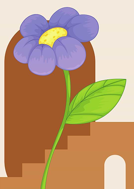 Purple Flower with Geometric Background