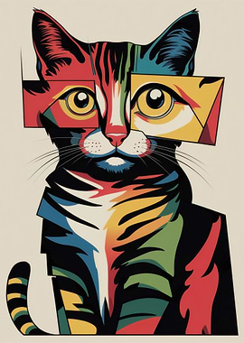 Colorful Geometric Cat Portrait