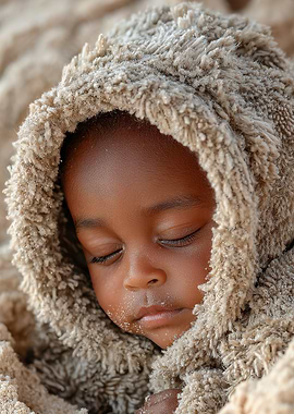 Sleeping Child in Hooded Towel