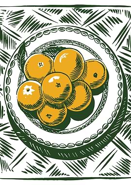 Oranges on Plate Still Life