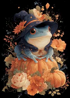 Frog Wizard on Pumpkin