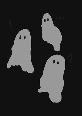 Cartoon Ghosts on Black Background
