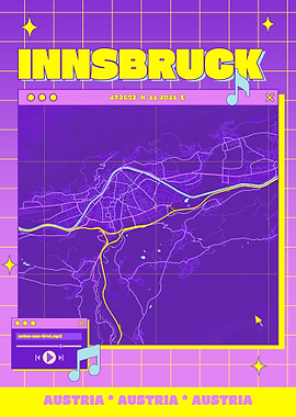 Innsbruck Austria Map Retro Design