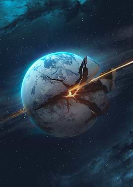 Shattered Planet in Space