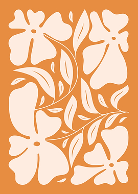 Floral Pattern in Orange and Cream