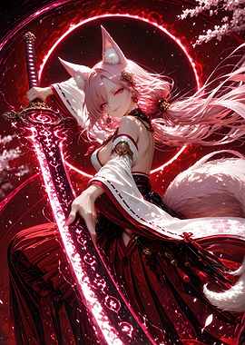 Anime Fox Girl with Sword