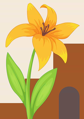 Yellow Lily Flower Illustration