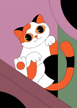 Cartoon Calico Cat Illustration