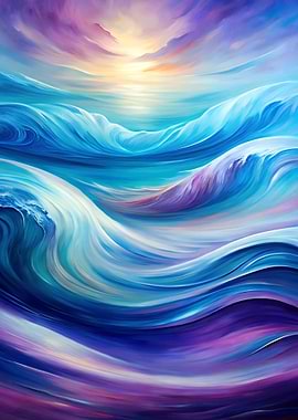 Abstract Ocean Waves Painting