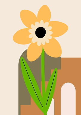 Minimalist Floral Art with Geometric Shapes