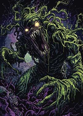 Swamp Awakens – Horror Skull Wall Art | Dark Fantasy Monster Poster | Metal Aesthetic Decor