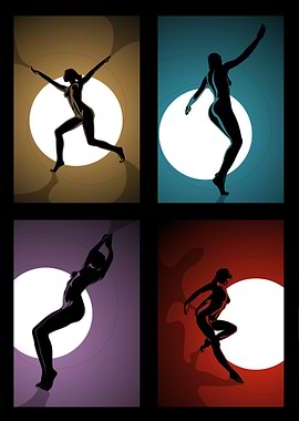 Silhouetted Figures in Dynamic Poses