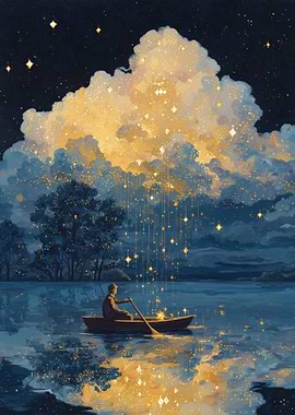Dreamy Boat Ride Under Starry Sky