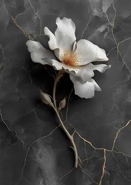 Elegant White Flower on Marble
