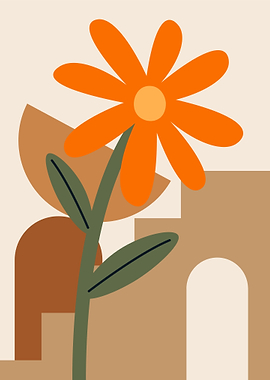 Abstract Floral Art with Geometric Shapes