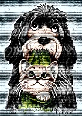 Pixelated Dog and Cat Portrait