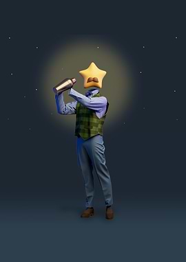 Star-headed Bartender Shaking Cocktail