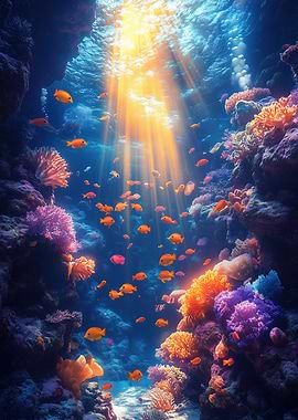 Underwater Coral Reef with Fish