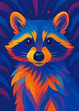 Colorful Raccoon Portrait