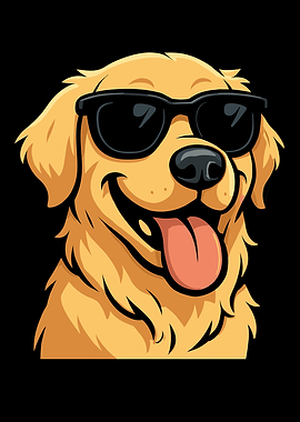 Cool Golden Retriever with Sunglasses