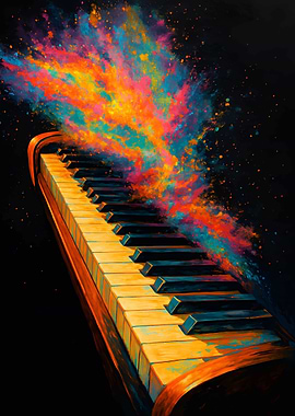 Colorful Piano Keys Abstract Art